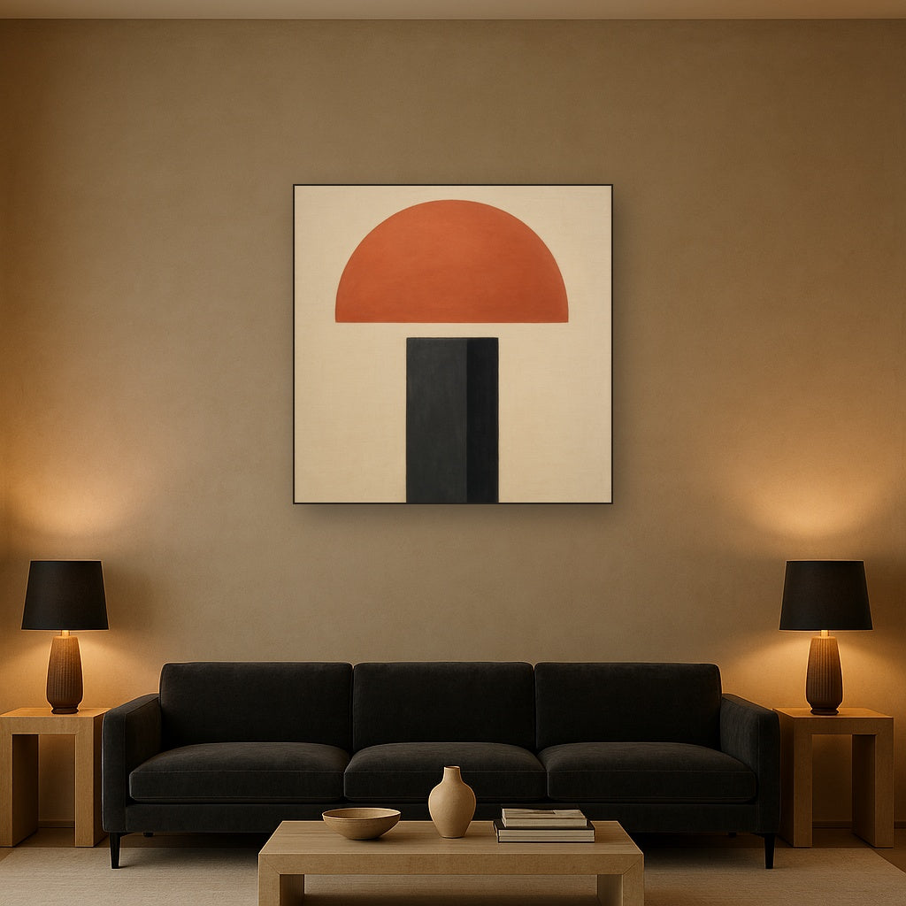 Semicircle Horizon & Minimalist Pillar No. 15 Oil Painting - View 2