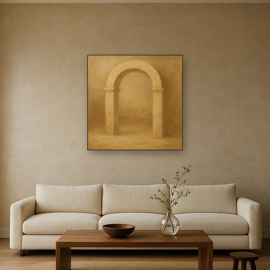 Travertine Stone Arch & Earth Tones No. 21 Oil Painting - View 2