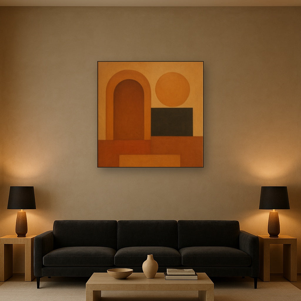 Arch & Circle Equilibrium in Warm Earth Tones No. 17 Oil Painting - View 2