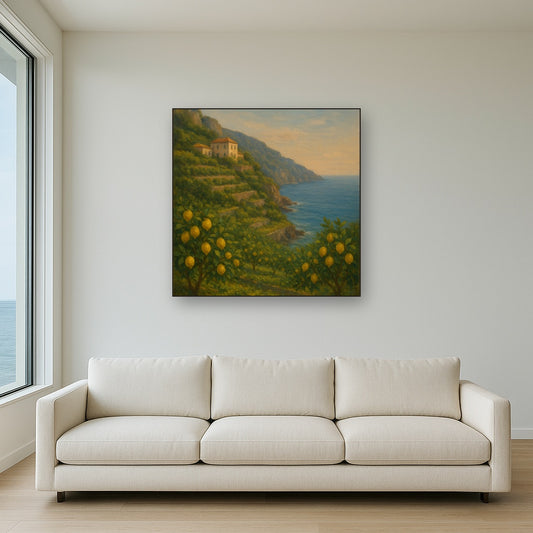 Italian Amalfi Coastline Terraces & Lemon Grove No. 7 Oil Painting - View 2