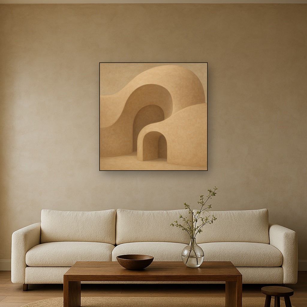 Soft Architectural Curve in Desert Bone No. 30 Oil Painting - View 2