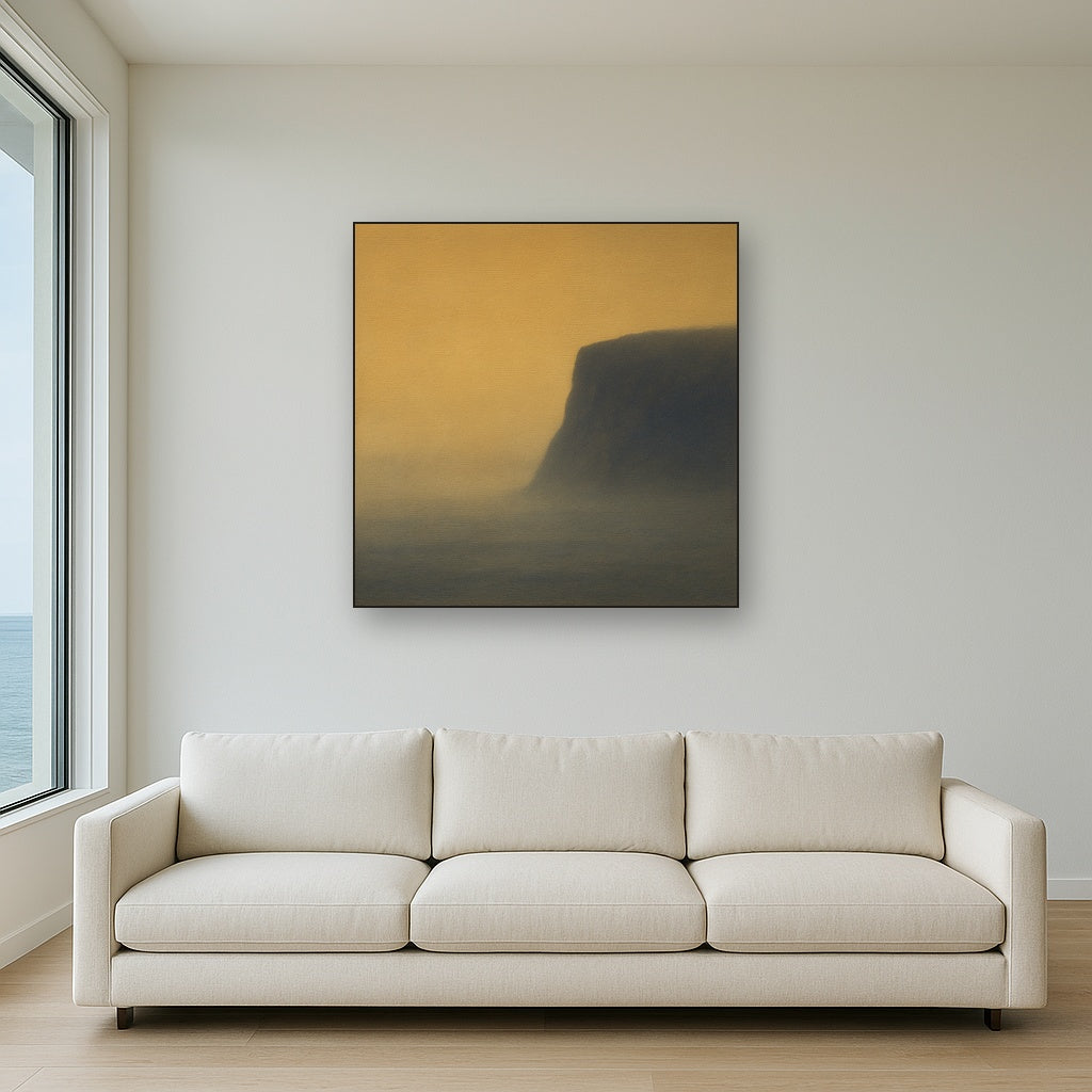 Solitary Headland in Fog No. 9 - Modern Fine Art Oil Painting - View 2