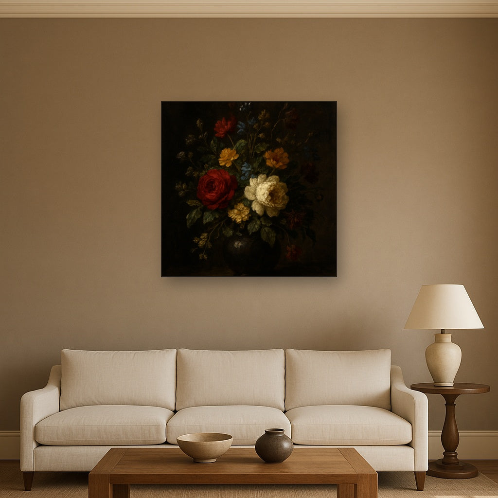 Moody Dutch Master Dark Floral Still Life No. 10 Fine Art Oil Painting - View 2
