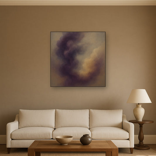 Gilded Plum & Soft Smoke Cloud Harmony No. 5 Oil Painting - View 2