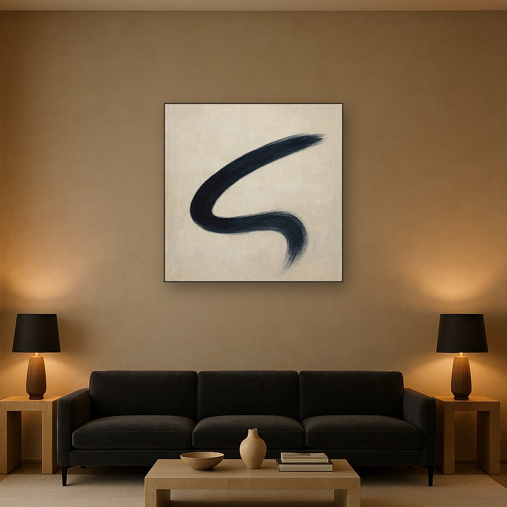 Monochrome Brushstroke Void No. 5 - Modern Fine Art Oil Painting - View 2