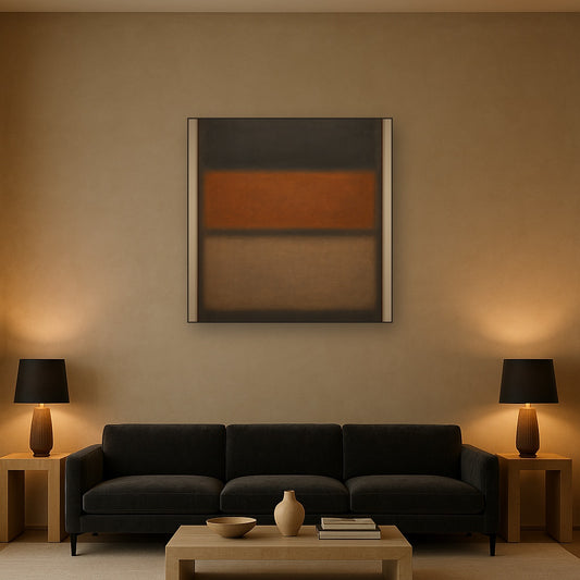 Charcoal Slate & Burnished Copper Horizon No. 26 Oil Painting - View 2