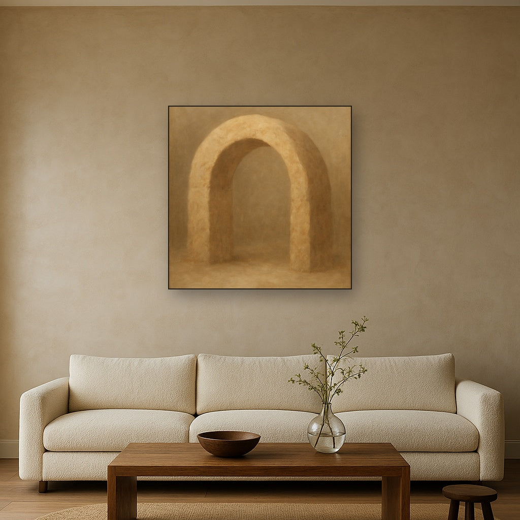 Travertine Stone Arch & Earth Tones No. 25 Oil Painting - View 2