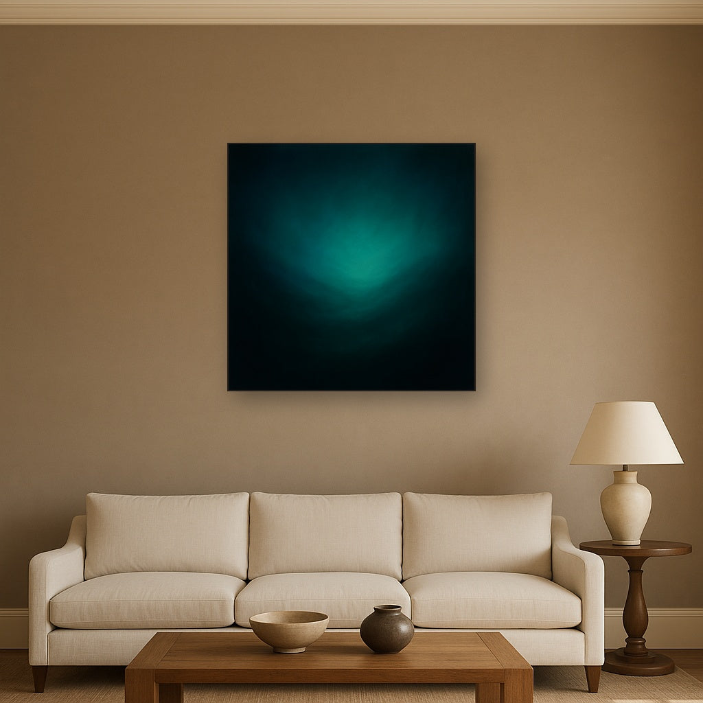 Midnight Teal & Deep Malachite Gradient Oil Painting - View 2