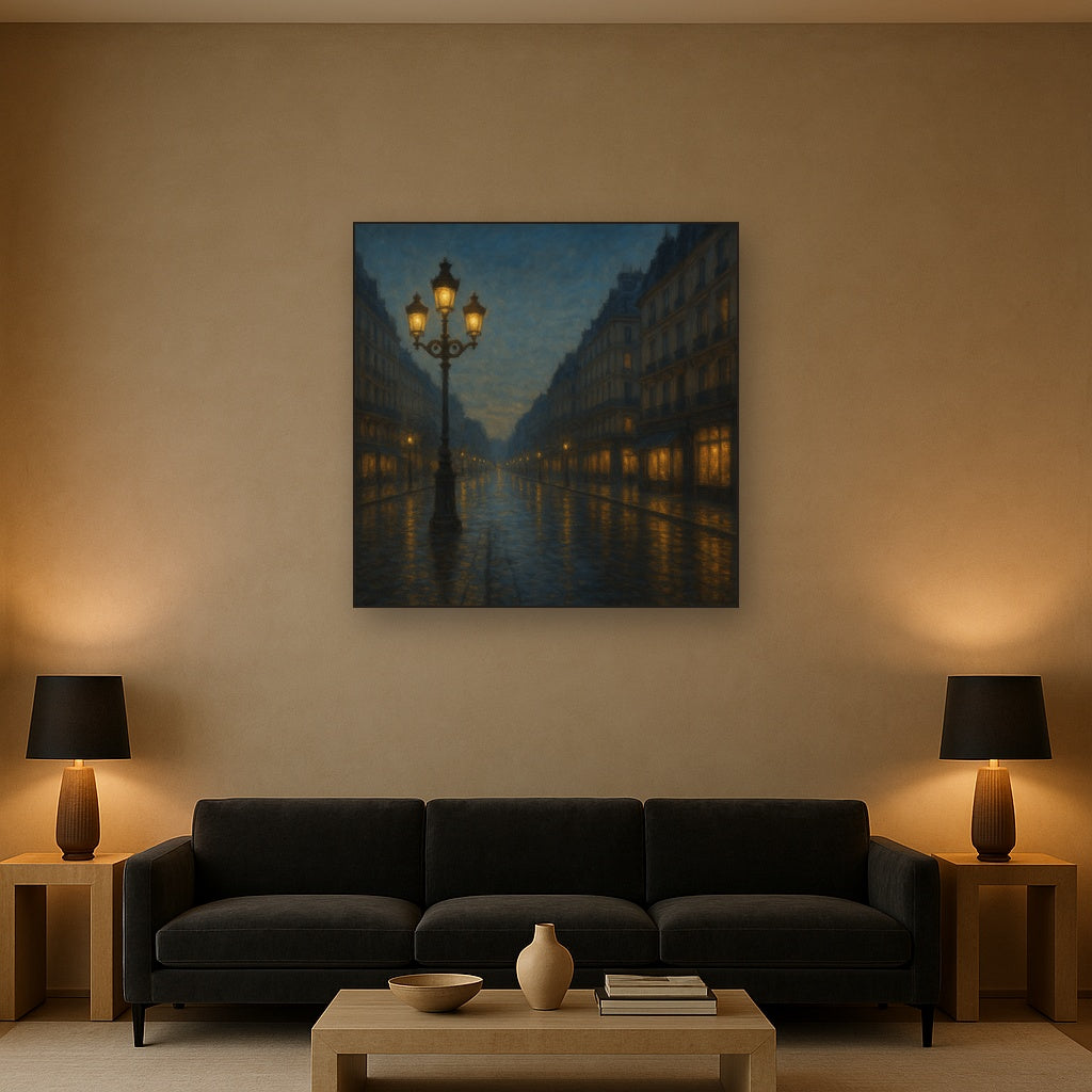 Rainy Parisian Boulevard at Twilight No. 17 Oil Painting - View 2
