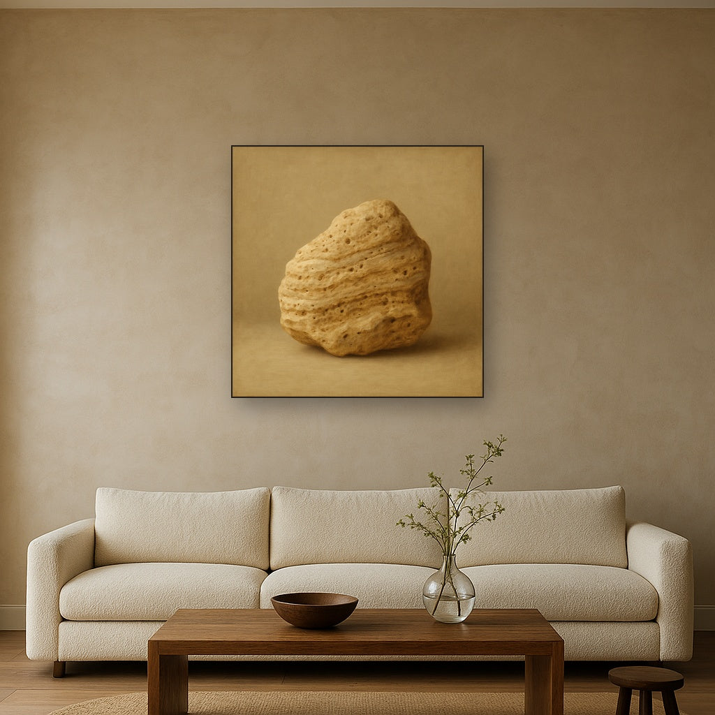 Zen Stone & Warm Grey Void No. 5 - Modern Fine Art Oil Painting - View 2