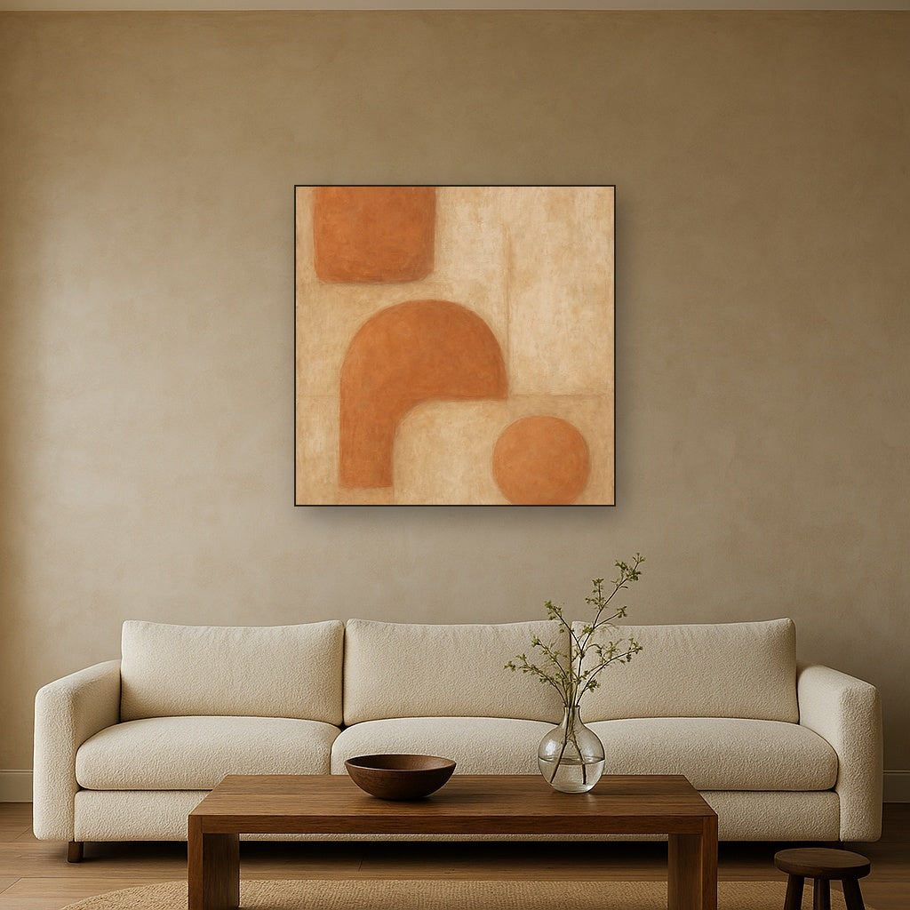 Earthy Terracotta & Weathered Plaster Wash No. 4 Oil Painting - View 2