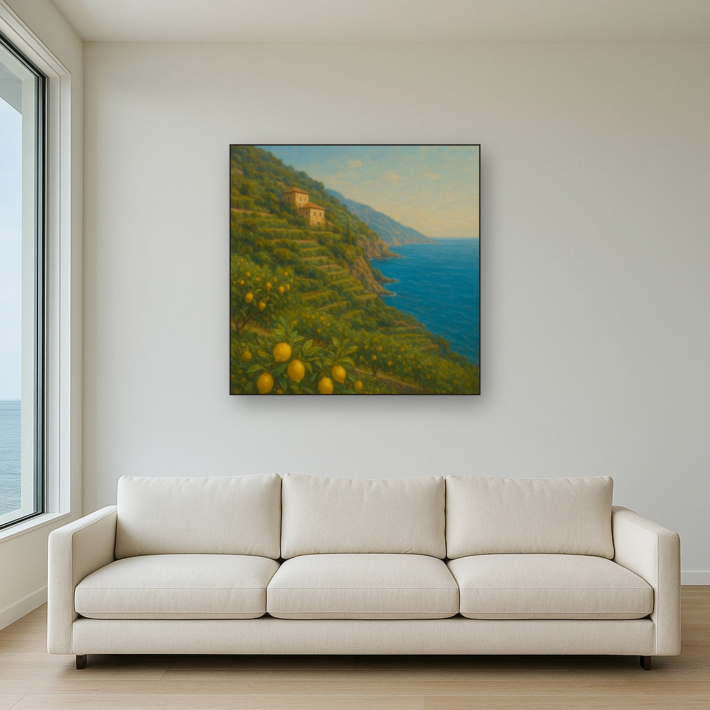Italian Amalfi Coastline Terraces & Lemon Grove No. 5 Oil Painting - View 2