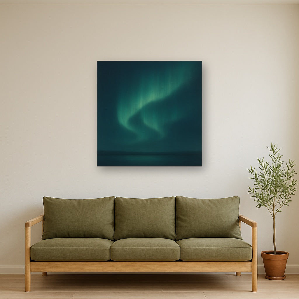 Aurora Borealis Veil in Deep Midnight Indigo No. 8 Oil Painting - View 2