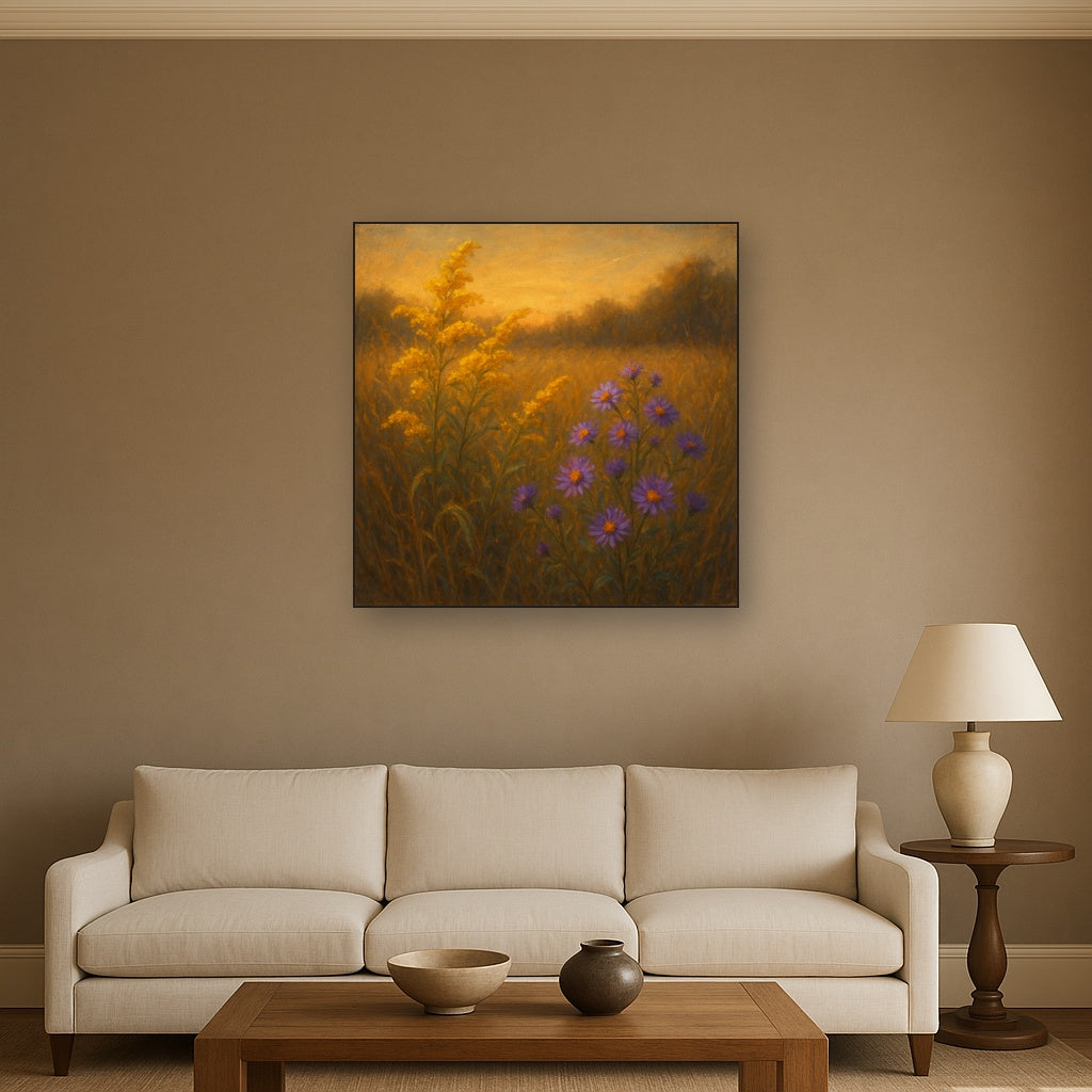 Goldenrod & Autumn Asters in Rustic Meadow No. 6 Fine Art Oil Painting - View 2