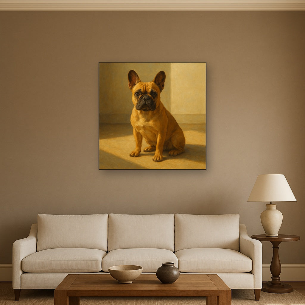 French Bulldog in Sunlit Minimalist Studio No. 14 Fine Art Oil Painting - View 2