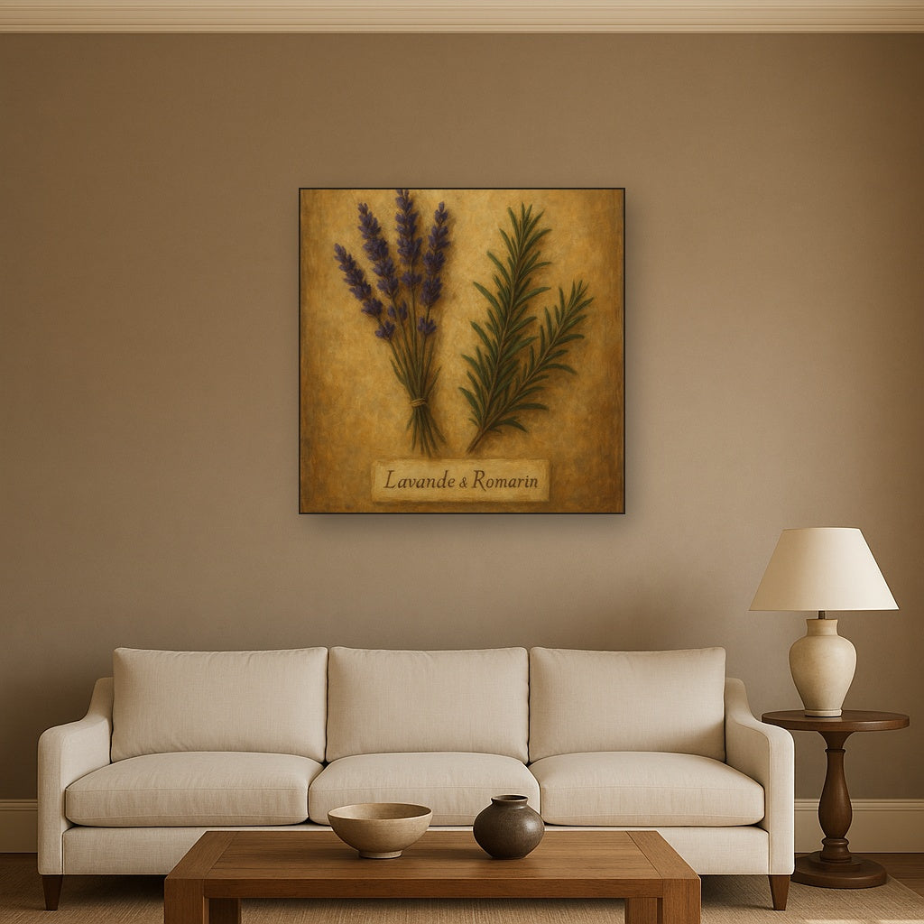 Vintage French Herbarium Lavender & Rosemary No. 4 Fine Art Oil Painting - View 2