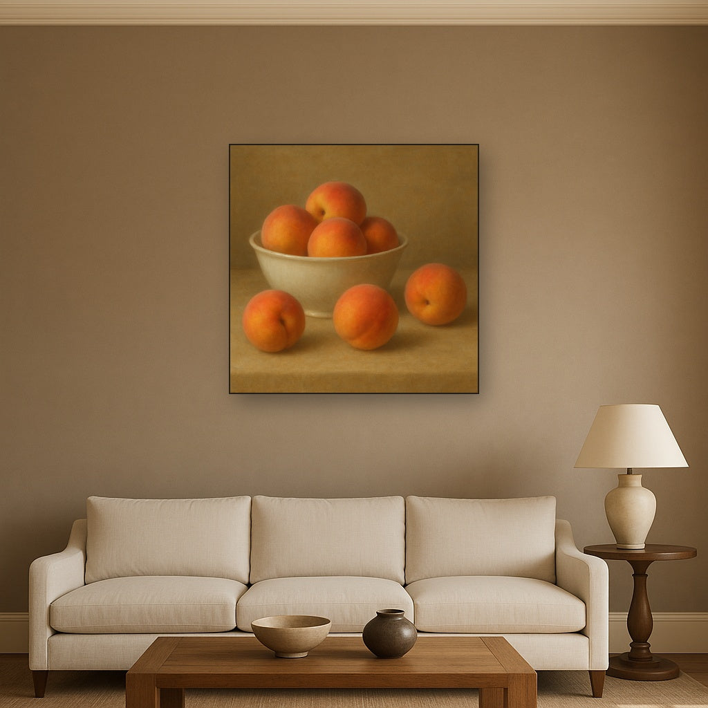 Heirloom Peaches & White Ceramic Bowl No. 7 Oil Painting - View 2
