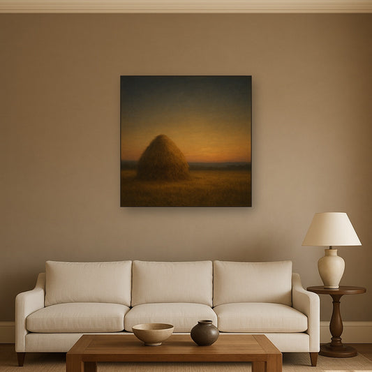 Dusk Horizon over Weathered Haystack No. 2 Oil Painting - View 2