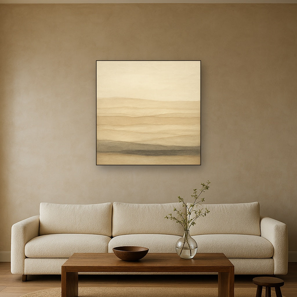 Raw Limestone Horizon & Washed Linen No. 6 Oil Painting - View 2
