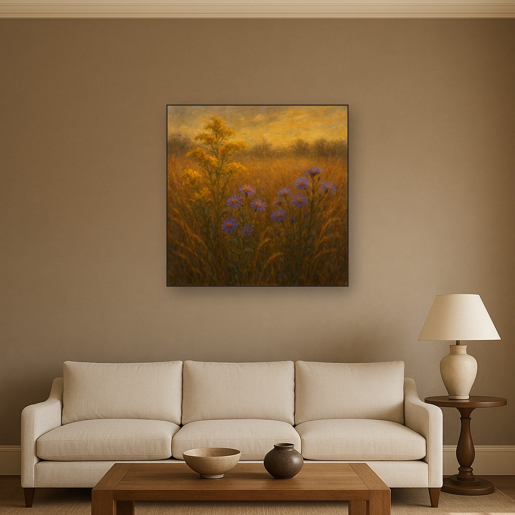 Goldenrod & Autumn Asters in Rustic Meadow No. 14 Fine Art Oil Painting - View 2