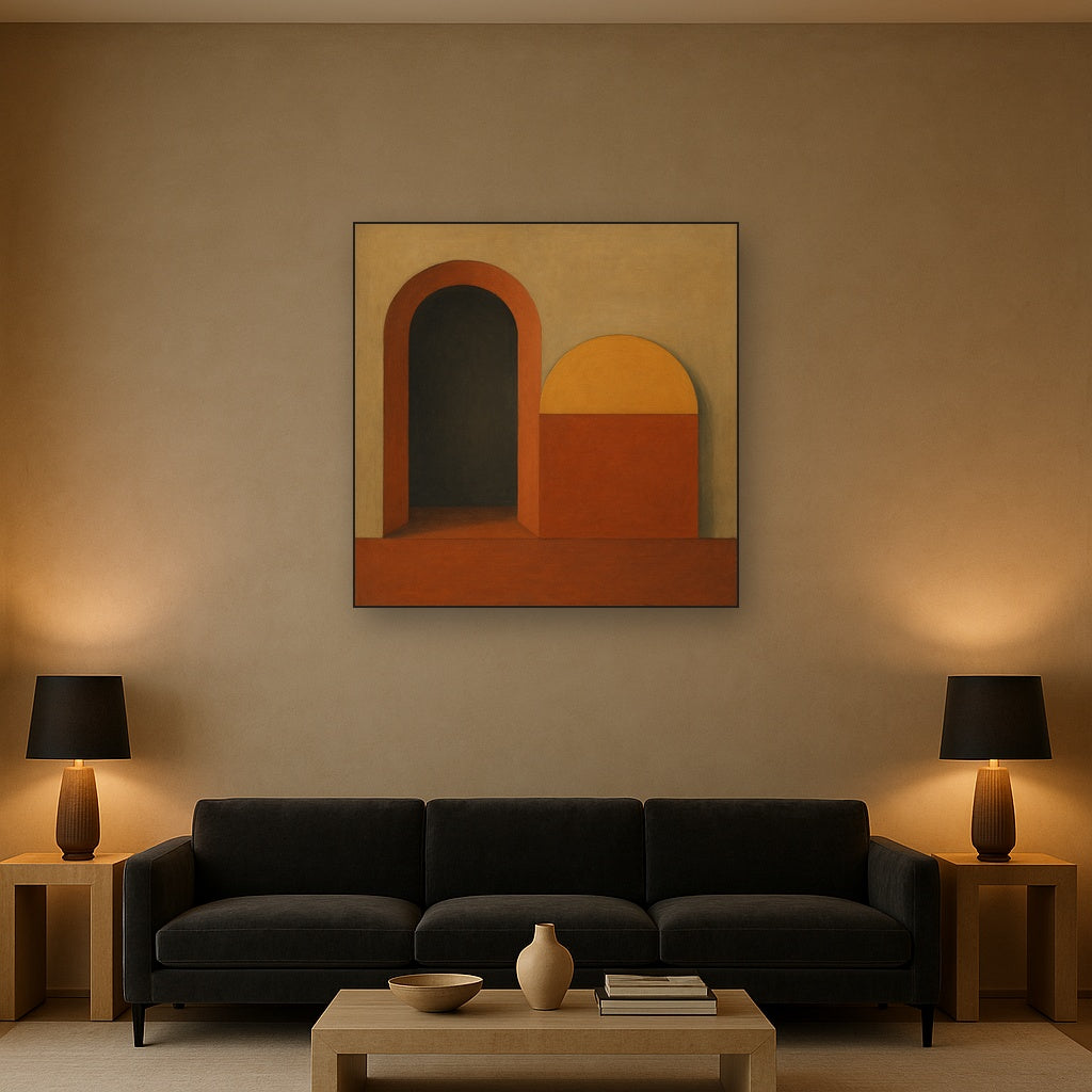 Bauhaus Archway & Terracotta Semicircle Suite No. 6 Fine Art Oil Painting - View 2