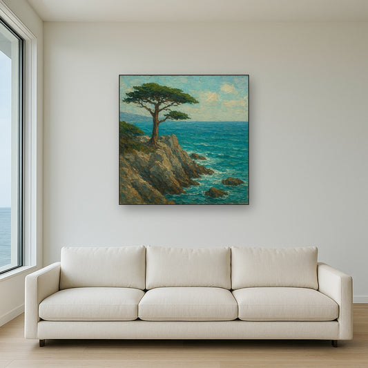 Carmel Coast Cypress Seascape Oil Painting - View 2