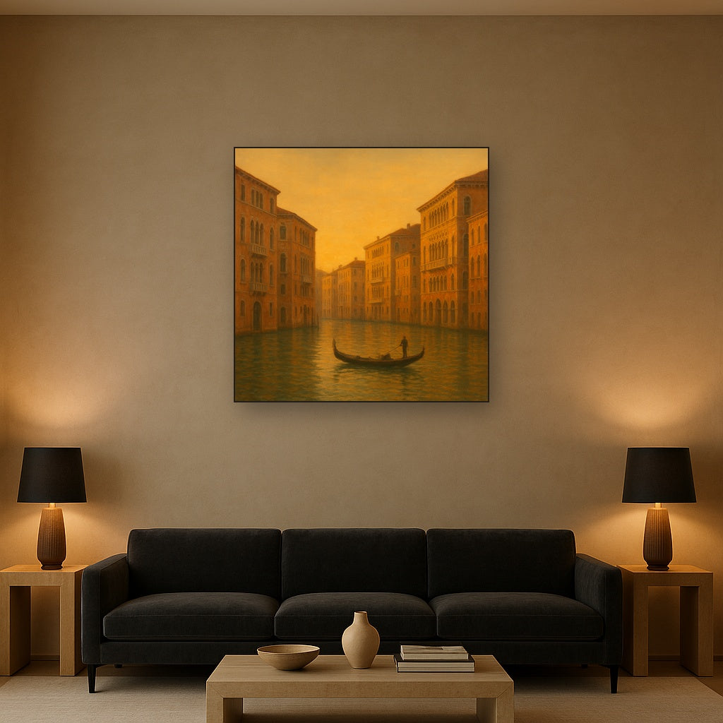 Venetian Canal Palaces at Golden Hour No. 2 Oil Painting - View 2