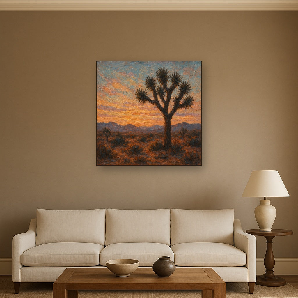 Joshua Tree Desert Twilight Landscape Oil Painting - View 2