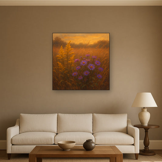 Goldenrod & Autumn Asters in Rustic Meadow No. 12 Fine Art Oil Painting - View 2