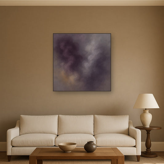 Gilded Plum & Soft Smoke Cloud Harmony No. 3 Oil Painting - View 2