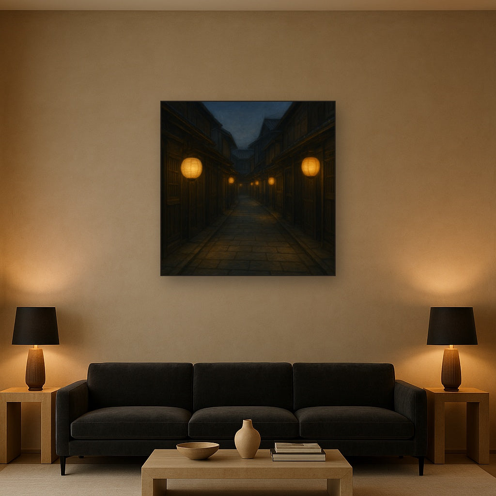 Old Kyoto Gion Alley in Soft Lantern Light No. 9 Oil Painting - View 2