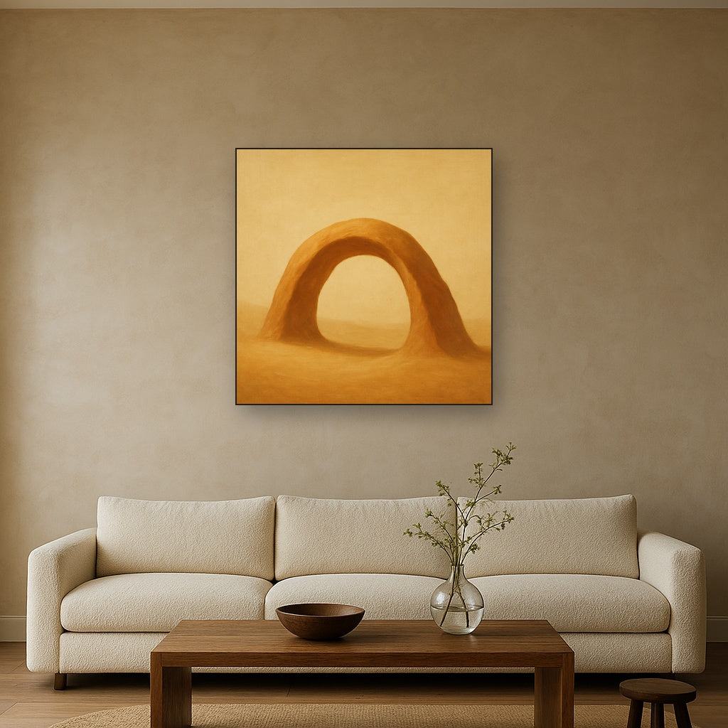 Warm Beige Travertine Arch No. 1 - Modern Fine Art Oil Painting - View 2