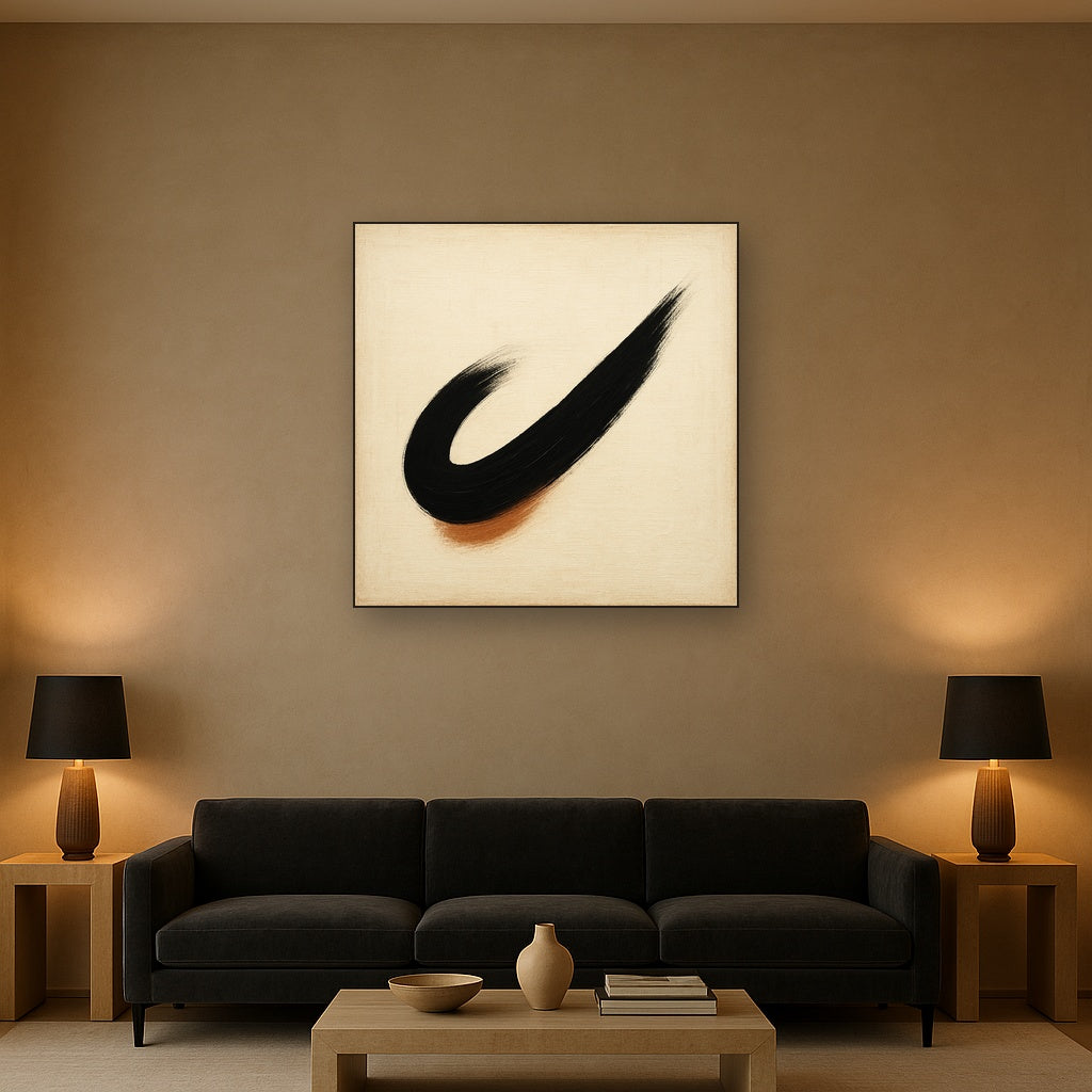 Monochrome Brushstroke Void No. 5 - Modern Fine Art Oil Painting - View 2