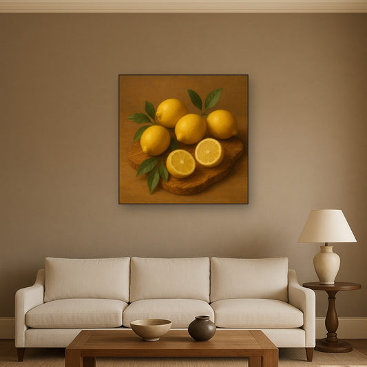 Meyer Lemons on Olive Wood Board No. 5 Oil Painting - View 2