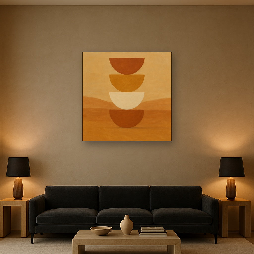Stacked Semicircle Totem in Desert Warmth No. 11 Fine Art Oil Painting - View 2