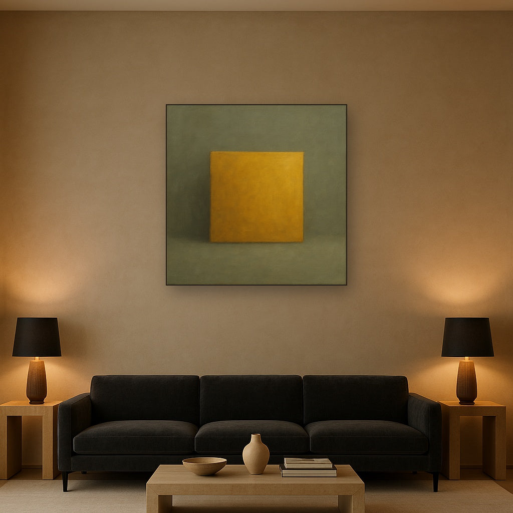 Cadmium Amber & Slate Grey Block No. 10 - Modern Fine Art Oil Painting - View 2