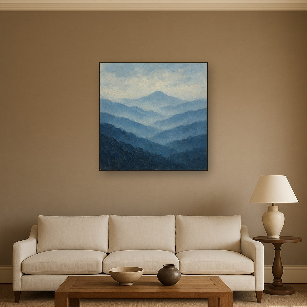 Misty Blue Ridge Mountains Landscape Oil Painting - View 2