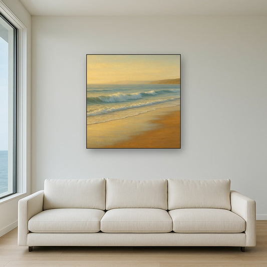 Gentle Breaking Waves & Wet Beach Reflection No. 2 Oil Painting - View 2