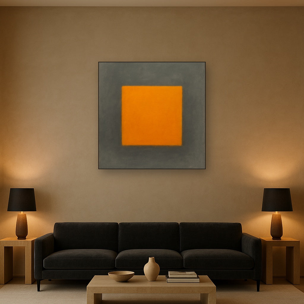 Cadmium Amber & Slate Grey Block No. 10 - Modern Fine Art Oil Painting - View 2