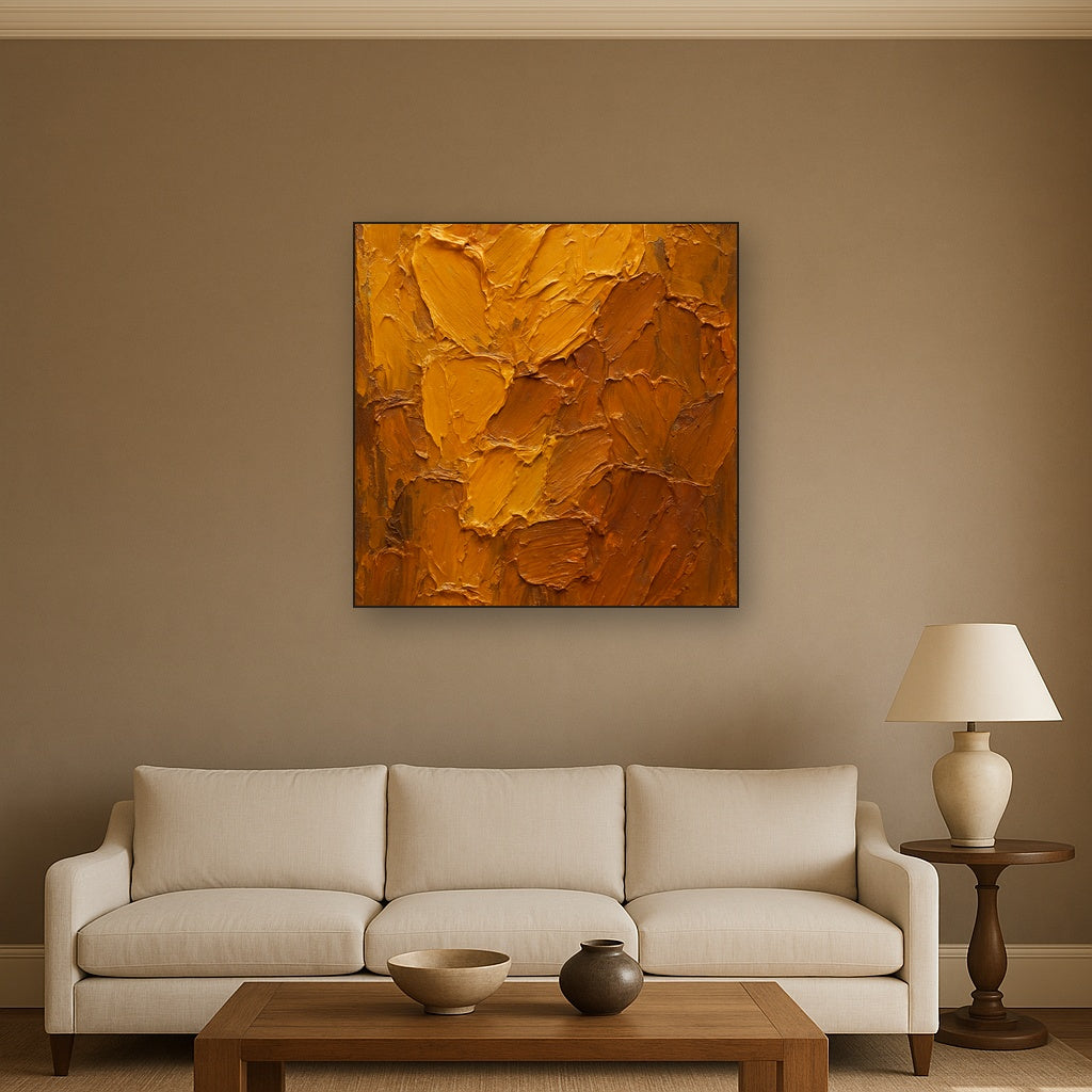 Layered Amber Earth Heavy Impasto Oil Painting - View 2