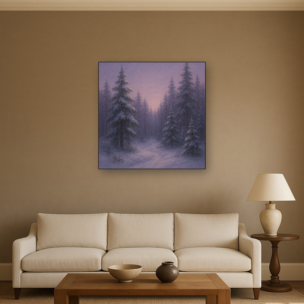 Quiet Pine Forest in Gentle Twilight Snow No. 2 Oil Painting - View 2