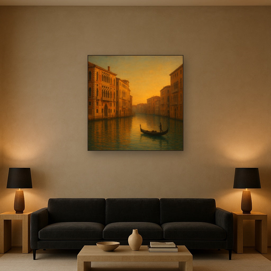 Venetian Canal Palaces at Golden Hour No. 30 Oil Painting - View 2