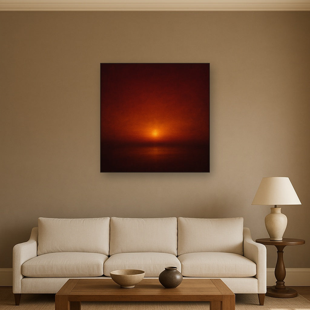 Deep Garnet & Amber Candlelight Horizon No. 19 Oil Painting - View 2
