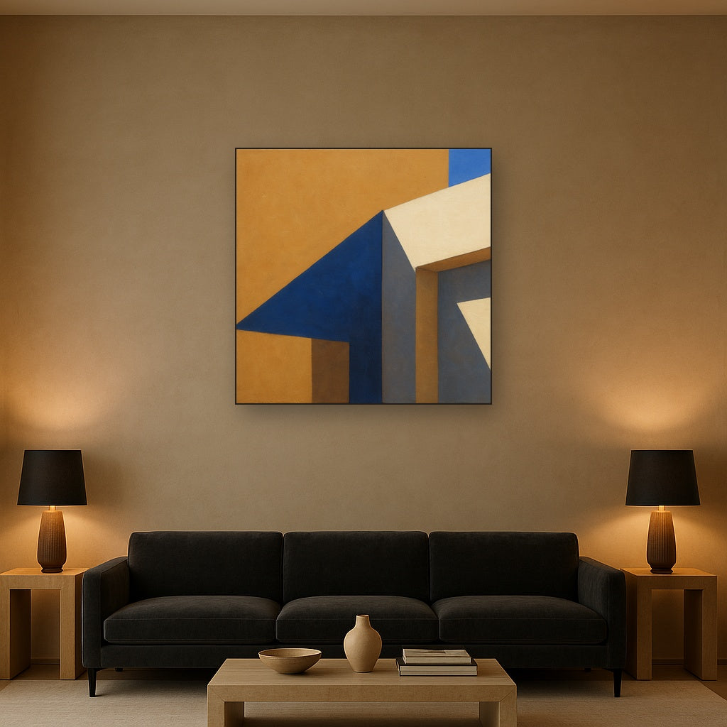 Sun & Shadow Architectural Facade Geometry No. 5 Fine Art Oil Painting - View 2