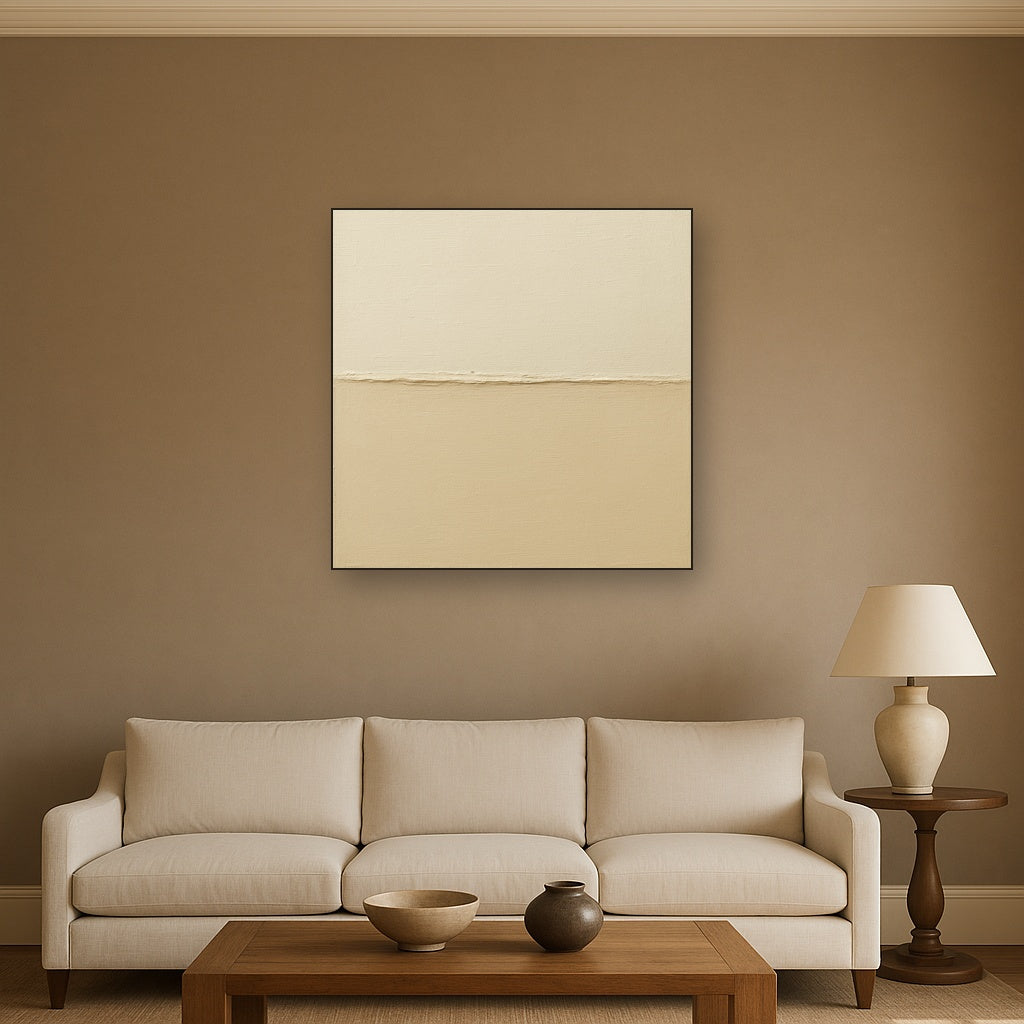 Minimalist White Horizon Band No. 7 - Modern Fine Art Oil Painting - View 2