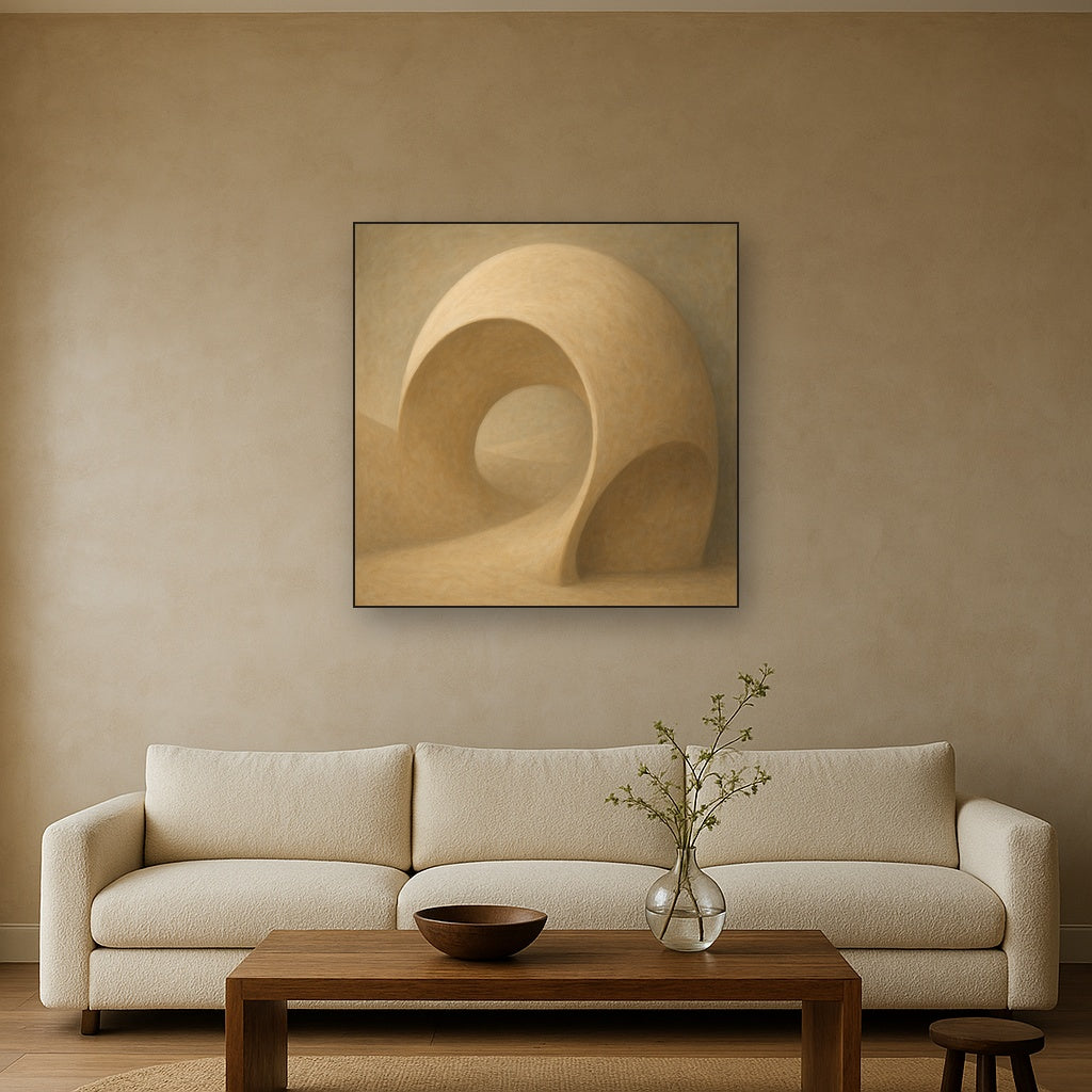 Soft Architectural Curve in Desert Bone No. 19 Oil Painting - View 2