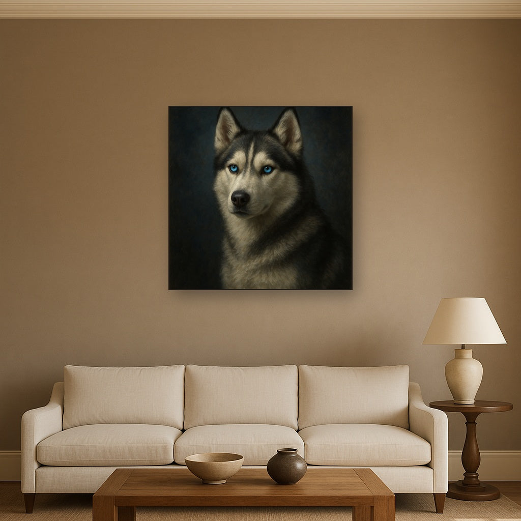 Siberian Husky with Luminous Ice Blue Eyes No. 10 Fine Art Oil Painting - View 2