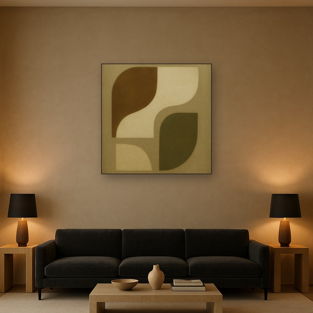 Minimalist Asymmetrical Balance in Raw Umber No. 9 Oil Painting - View 2