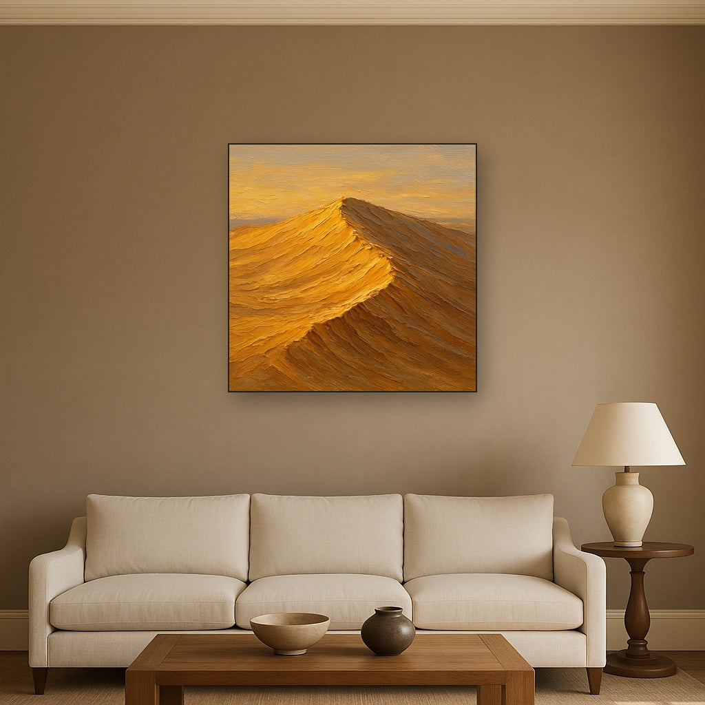 Dune Crest Heavy Palette Knife Oil Painting - Styled in Modern Living Room