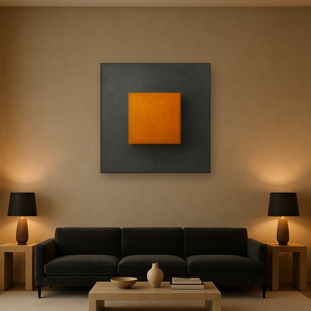 Cadmium Amber & Slate Grey Block No. 10 - Modern Fine Art Oil Painting - View 2